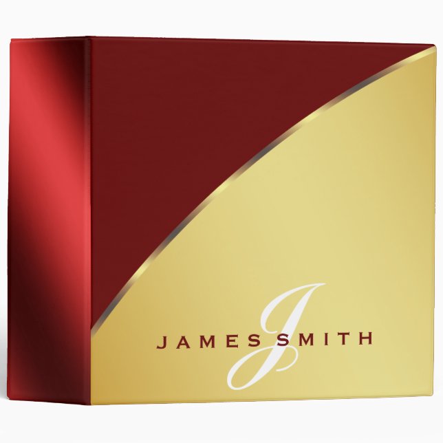 Personalized Black and Red Gold Faux Confetti 3 Ri 3 Ring Binder (Front/Spine)