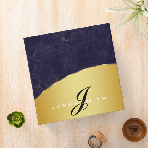 Personalized Black and Red Gold Faux Confetti 3 Ring Binder