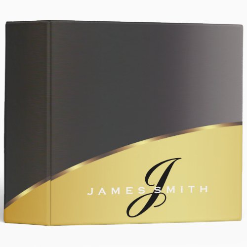 Personalized Black and Red Gold Faux Confetti 3 Ring Binder