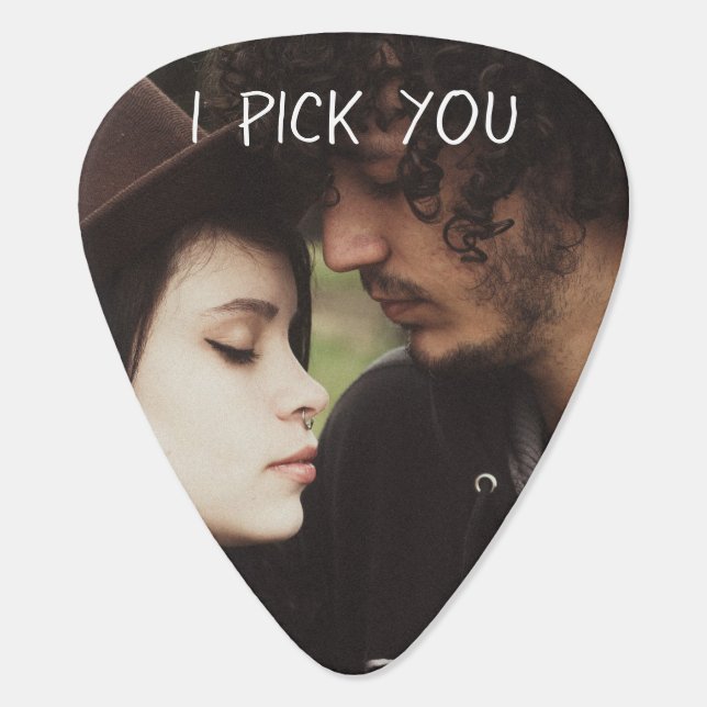 Personalized Black and Red Heart Couple Guitar Pic Guitar Pick (Back)