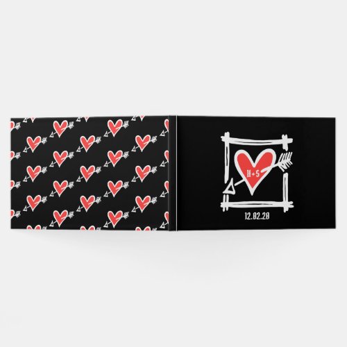 Personalized Black and Red Love Heart Wedding Guest Book