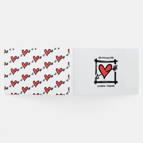 Personalized Black and Red Love Heart Wedding Guest Book