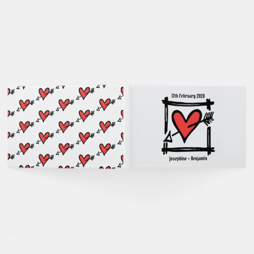 Personalized Black and Red Love Heart Wedding Guest Book