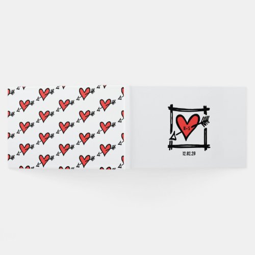 Personalized Black and Red Love Heart Wedding Guest Book