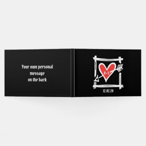 Personalized Black and Red Love Heart Wedding Guest Book