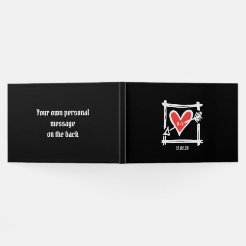 Personalized Black and Red Love Heart Wedding Guest Book