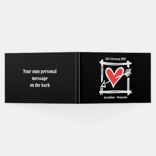 Personalized Black and Red Love Heart Wedding Guest Book