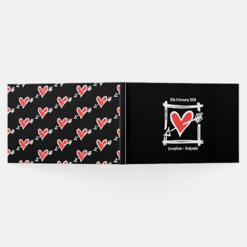 Personalized Black and Red Love Heart Wedding Guest Book