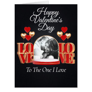 Personalized Black and Red Valentine Photo Card