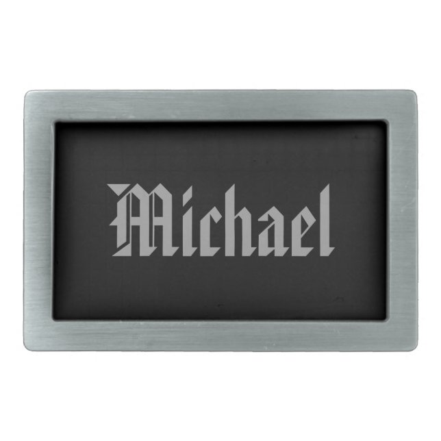 Personalized Black and Silver Belt Buckle (Front)