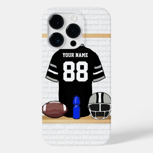 Personalized Black and Silver Gray Football Jersey Case_Mate iPhone 14 Pro Case