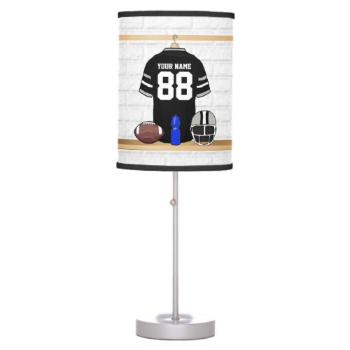 Personalized Black and Silver Gray Football Jersey Table Lamp