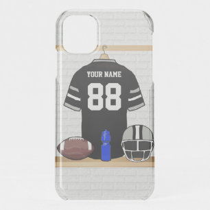 Personalized Black and Silver Gray Football Jersey iPhone 11 Case