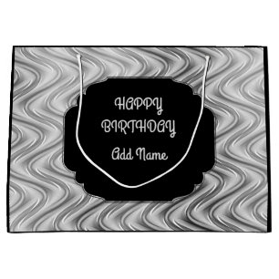 Personalized Black and Silver Large Gift Bag