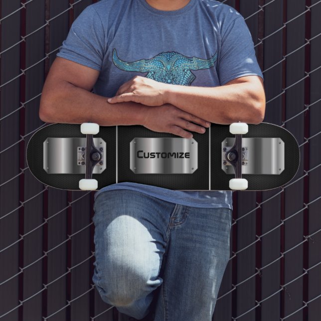 Personalized Black And Steel Skateboard (Outdoor 3)
