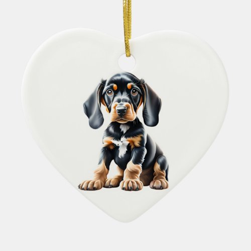 Personalized Black and Tan Coonhound Puppy Ceramic Ornament