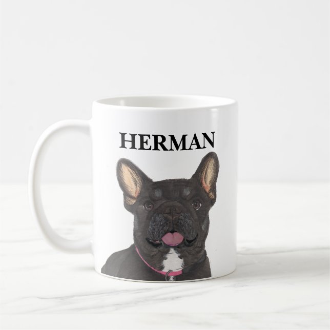 Personalized Black and Tan Frenchie French Bulldog Coffee Mug (Left)