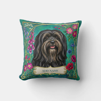 Personalized Black and Tan Lhasa Apso Cushion