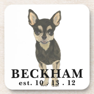 Personalized Black and Tan Short Haired Chihuahua Beverage Coaster