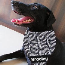 Personalized Black and White Abstract Dog Bandana