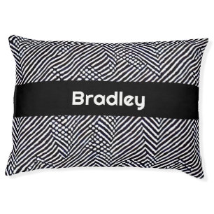 Personalized Black and White Abstract Pattern Pet Bed