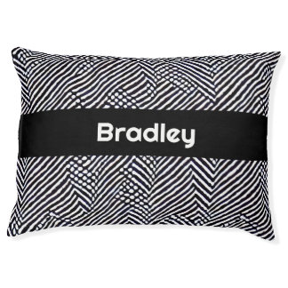 Personalized Black and White Abstract Pattern Pet Bed