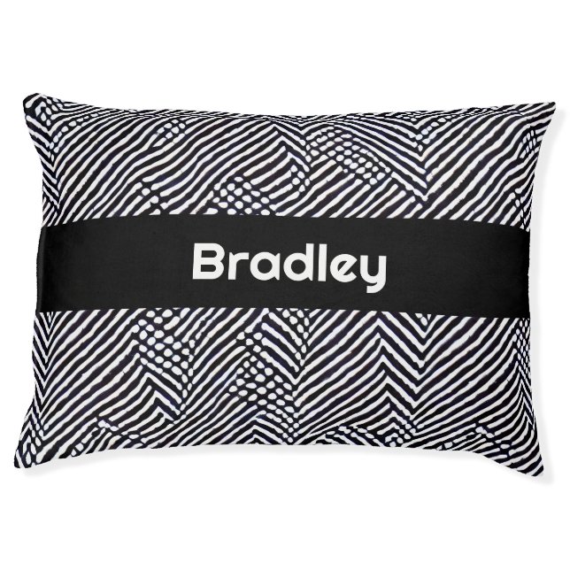 Personalized Black and White Abstract Pattern Pet Bed (Front)
