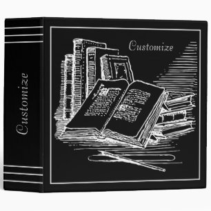 Personalized Black And White Academia 3 Ring Binder