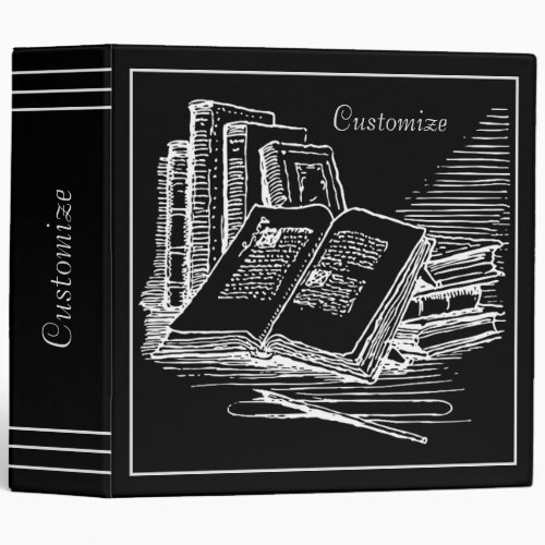 Personalized  Black And White Academia  3 Ring Binder