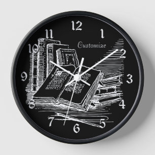 Personalized Black And White Academia Clock