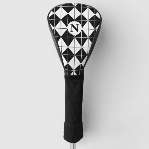 Personalized Black and White Argyle Pattern      Golf Head Cover