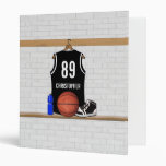 Personalized Black and White Basketball Jersey Binder
