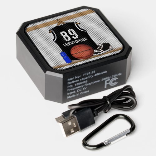 Personalized Black and White Basketball Jersey Bluetooth Speaker
