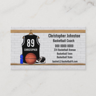 Personalized Black and White Basketball Jersey Business Card