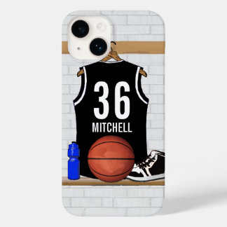Personalized Black and White Basketball Jersey Case-Mate iPhone 14 Case