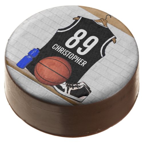 Personalized Black and White Basketball Jersey Chocolate Covered Oreo