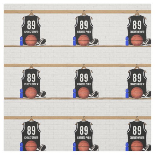 Personalized Black and White Basketball Jersey Fabric