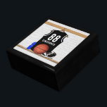 Personalized Black and White Basketball Jersey Gift Box<br><div class="desc">If you require this design in a different color combination for your basketball team colors, please contact us via our GiftsBonanza store prior to purchase and we will be happy to assist with your custom request. Other team colors available in store. Customizable black and white basketball jersey hanging in a...</div>