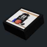 Personalized Black and White Basketball Jersey Gift Box<br><div class="desc">If you require this design in a different color combination for your basketball team colors, please contact us via our GiftsBonanza store prior to purchase and we will be happy to assist with your custom request. Other team colors available in store. Customizable black and white basketball jersey hanging in a...</div>