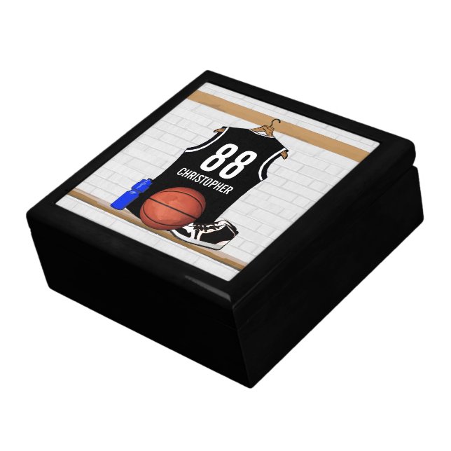 Personalized Black and White Basketball Jersey Gift Box (Side)