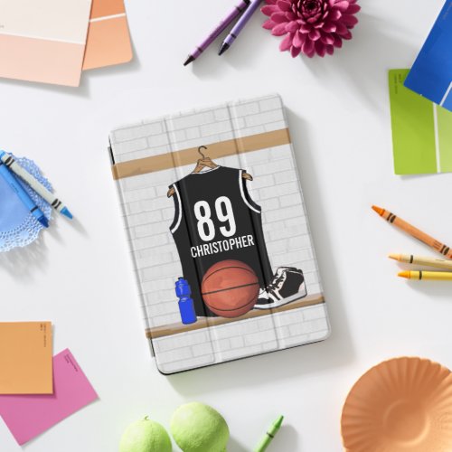 Personalized Black and White Basketball Jersey iPad Pro Cover