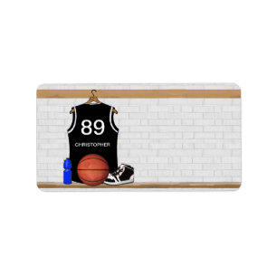 Personalized Black and White Basketball Jersey Label