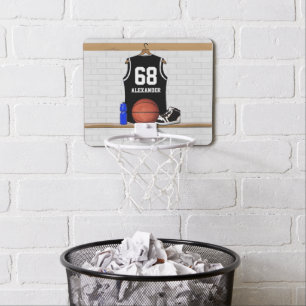 Personalized Black and White Basketball Jersey Mini Basketball Hoop