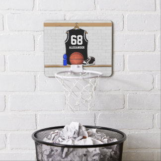 Personalized Black and White Basketball Jersey Mini Basketball Hoop