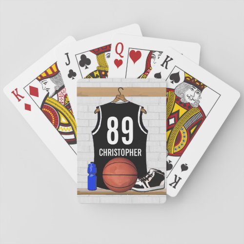 Personalized Black and White Basketball Jersey Playing Cards