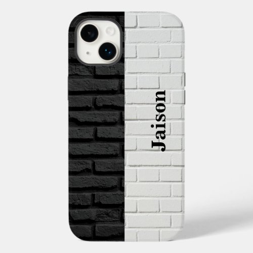 Personalized Black and White Brick Wall Case_Mate iPhone 14 Plus Case