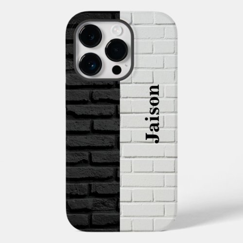 Personalized Black and White Brick Wall Case_Mate iPhone 14 Pro Case