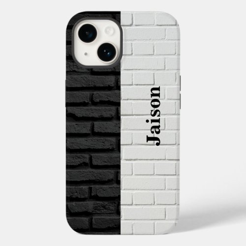 Personalized Black and White Brick Wall Case_Mate iPhone 14 Case