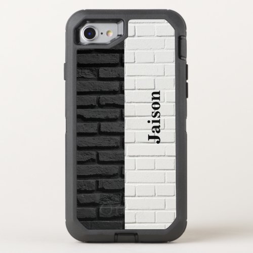 Personalized Black and White Brick Wall OtterBox Defender iPhone SE87 Case