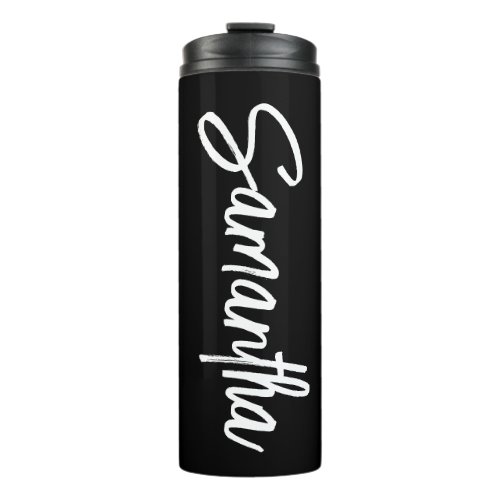 Personalized Black and White Brush Script Thermal Tumbler